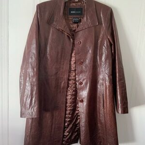 Moda International Rich Brown Leather Coat
